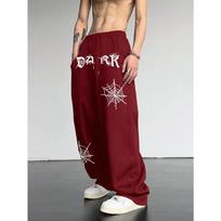Men's Loose Spider Web Printed Sports Pants Are Fashionable, Casual, and Comfortable Wide Leg Pants S