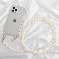 Pasidaryk pats prabangi perlų grandinėlės rankinė per petį atsparus smūgiams akrilinis dirželis telefono dėklas iPhone 17 16 13 12 PRO 15 Pro Max X XS 7 8 Plus Acrylic&Product picture&iPhone17 white