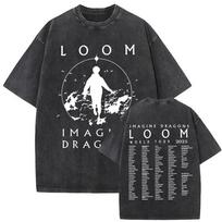 Roko Grupė Imagine Dragons Loom Pasaulinės Ekskursijos 2026 M. Skalbti Vintažiniai Marškinėliai Vyrams Moterims Gotikiniai Per dydį Marškinėliai Unisex Laisvalaikio T-shirt L smėlis