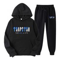Bėgiojimo kostiumas vyrams ir moterims, sportinis kostiumas su Trapstar spauda, unisex sportinio kostiumo komplektas 2XL juoda