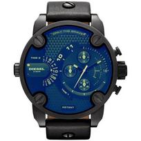 Diesel DZ7257 Bad Ass Chronograph Blue Dial Black Leather Men's Watch 52mm juoda