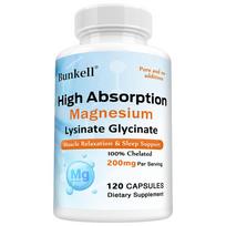 Magnesium Lysinate Glycinate Dietary Supplement, High Absorption, 120 Capsules Per Bottle 120 Capsules