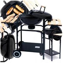 Kulisty Grill Węglowy Ogrodowy Półki Koła Pokrywa Stalowy Grill Przenośny
