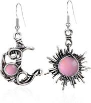 YILUOCD Boho Sun Moon Drop Earrings Round Crystal Bohemia Women Earring Asymmetrical Antiqued Female Boho Zircon Gift