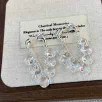 French Temperament Crystal Water Drop Fringed Earrings Light Luxury High-End Stud Earrings Design Earrings