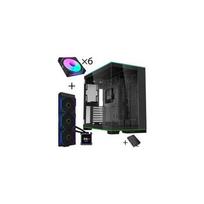 Lian Li O11D EVO RGB PC korpusas komplektas + HydroShift II LCD-S 360TL AiO + 6x UNI FAN SL-INF 120 atvirkštinių ašmenų ventiliatorius + UNI HUB SL-INF - black | GABU-804