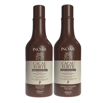 INOAR Cocoa Forte Duo Kit plaukus stiprinantis rinkinys su Biotinu (šampūnas, 500 ml + kondicionierius, 500 ml)