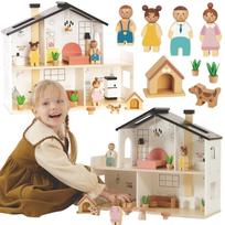 TOOKY TOY medinis lėlių namelis su priedais ir šeima 20 vnt
