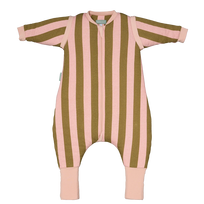 Molis&Co pižama - miegmaišis su rankovėmis, kojytėmis ir atverčiamomis kojinėmis TOG 2.5 Khaki & Rose Stripes