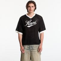 Karl Kani Cursive Varsity Crochet Boxy T-Shirt Black - Dydis L (PD00013975 Marškinėliai)