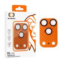 Tempered stiklas Tel Protect 95% AR+AF Full Metal kameros apsauga on camera for Iphone 17 Pro Max oranžinis (camera island)