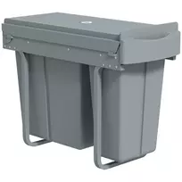 HOMCOM Ištraukiama virtuvės šiukšliadėžė su 2 išimamais konteineriais, rankena, 30 litrų (20 L+10 L), metalinė, pilka