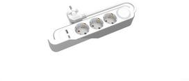 Prailgintuvas 3x Schuko 230v 3m su Usb-a, Usb-c ir jungikliu