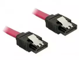 KABELIS SATA DATA III (6GB/S) F/F 100CM Z ZATRZASKAMI METALOWYMI Raudonas DELOCK