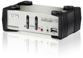Aten 2 prievadų USB – PS/2 VGA KVM jungiklis su garso ir USB 2.0 šakotuvu (KVM kabeliai pridedami)