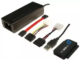 LogiLink Adapteris USB 2.0 iki 2.5 + 3.5 col. IDE + SATA HDD OTB - Juodas - 1xUSB A vyriškas 1x40 kontaktų SATA moteriškas 1x44 kontaktų SATA moteriškas