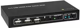 TECHLY 028696 Techly 2 prievadų HDMI/USB KVM jungiklis 2x1 su garsu