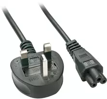 Maitinimo Laidas - LINDY UK 3 Pin Kištukas į C5 Maitinimo Laidas, 250V 2.5A PVC, 2 m, Juodas