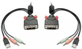 Lindy KVM Jungiklis - 2 Port DVI-D USB 2.0 Garso KVM 1920x1200@60Hz