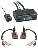 Lindy KVM Perjungiklis - 2 Port VGA USB 2.0 Garso KVM Perjungiklis 2048x1536@30Hz