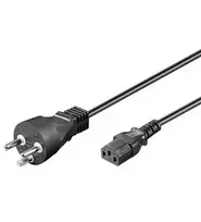 Goobay IEC laidas Danija, K tipo, 2 m, juodas, 2 m, maitinimo kištukas K tipo, IEC C13, H05VV-F3G, 250 V