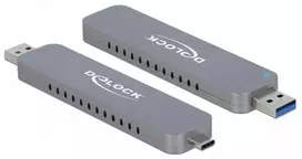 DELOCK išorinis M.2 NVME PCIe SSD korpusas su C tipo ir A tipo USB kištuku