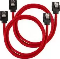 Corsair Premium Sleeved SATA Cable, red 60cm – 2 pack