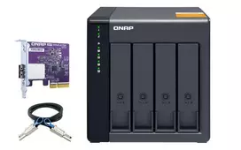 QNAP TL-D400S saugojimo diskų korpusas 2.5/3.5" HDD / SSD aptvaras Juoda, Pilka