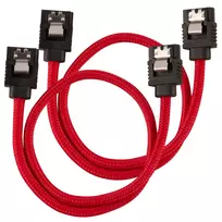 Corsair Premium Sleeved SATA Cable, red 30cm – 2 pack