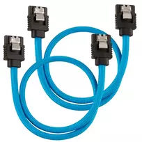 Corsair Premium Sleeved SATA Cable, mėlynas 30cm – 2 pack