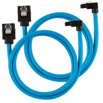 Corsair Premium Sleeved SATA cable angled, mėlynas 60cm – 2 pack