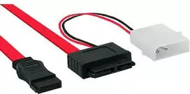 InLine SATA - SATA Slimline + Molex, 0,4m, Raudona (29608)