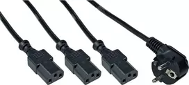 InLine maitinimo laidas Dobilo lapo maitinimo laidas nešiojamam kompiuteriui Y-Power 1x F tipo kištukas prie IEC kištuko 3x juoda 5m