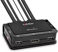 KVM Jungiklis - LINDY 2 Prievadų DisplayPort 1.2 ir USB Type C KVM Jungiklis, 3840x2160@60Hz, Juodas