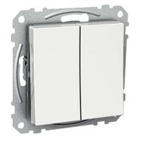 2 Switch, Exxact, mechanism with fixing frame, double 2-way, 16A, screwless terminals, white