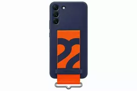 Dėklas GS906TWE silikoninis dangtelis su dirželiu, skirtas Samsung Galaxy S22 Plus Baltas (Mėlyna)