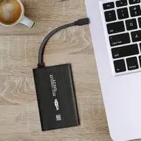 Kištukinis lizdas Qoltec Qoltec Aliuminio dėklas HDD / SMD 2.5 SATA3 124; USB 2.0 124; Juoda