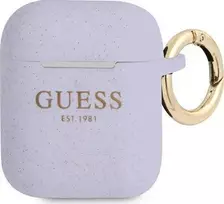Dėklas Guess GUA2SGGEU „AirPods“ dangtelis yra purpurinis / violetinis silikono blizgesys