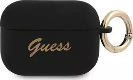 Guess dėklas, skirtas AirPods Pro GUAPSSSK juodos spalvos Silikoninis Vintage Script