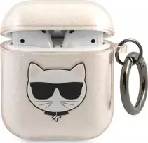 Apple AirPods ausinių dėklas Karl Lagerfeld Glitter Choupette (KLA2UCHGD) aukso spalvos