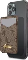 Dėklas GUESS WALLET CASE FOR MAGSAFE 4G GRAY CARDS BROWN