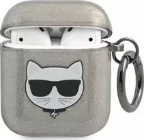 Apple AirPods ausinių dėklas Karl Lagerfeld Glitter Choupette (KLA2UCHGK) juodos spalvos