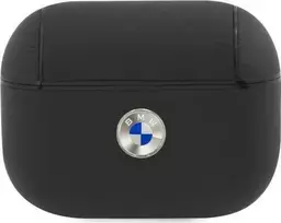 Dėklas BMW Genuine Leather Sidabrinis Logo AirPods Pro Case - Juodas