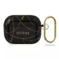 Guess apsauginis dėklas GUACAPPTPUCHBK auksinių grandinėlių kolekcija, skirta AirPods Pro juoda / auksinė