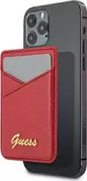 Guess dėklas Wallet Card Slot Magsafe Saffiano (GUWMSSASLRE) rudonos spalvos