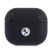 Apple AirPods 3 BMW Cover Geniune Leather Sidabrinis Logo (BMA3SSLNA) ausinių dėklas mėlynos spalvos