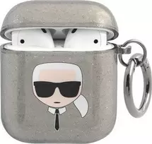 Apple AirPods ausinių dėklas Karl Lagerfeld Glitter Karl`s Head (KLA2UKHGK) juodos spalvos