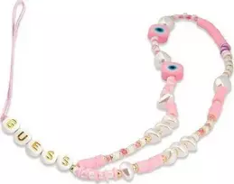 Guess pakabukas GUSTSHPP telefono dirželis rožinės spalvos Beads Shell