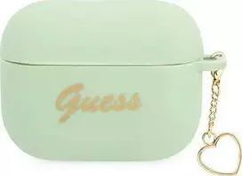 Apple AirPods Pro Guess silikoninis Charm Heart Collection (GUAPLSCHSN) ausinių dėklas žalios spalvos