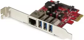 Kontrolierius StarTech PCIE x1 - 3x USB 3.0 + Ethernet (PEXUSB3S3GE)